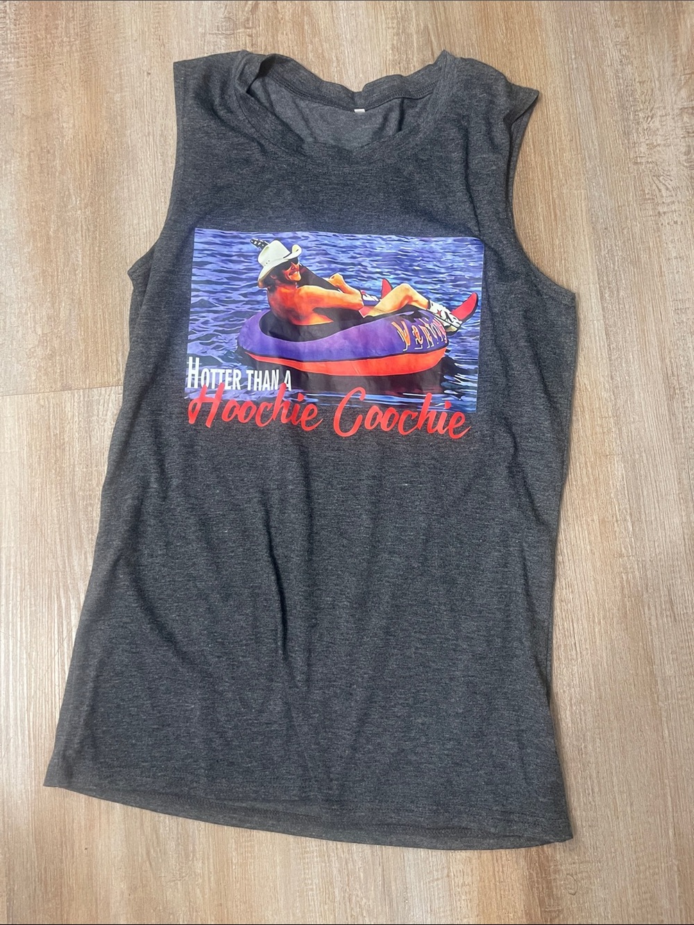 Women’s Dark Gray Graphic Swim Cover-Up Tank - 'Hotter Than A Hoochie Coochie'